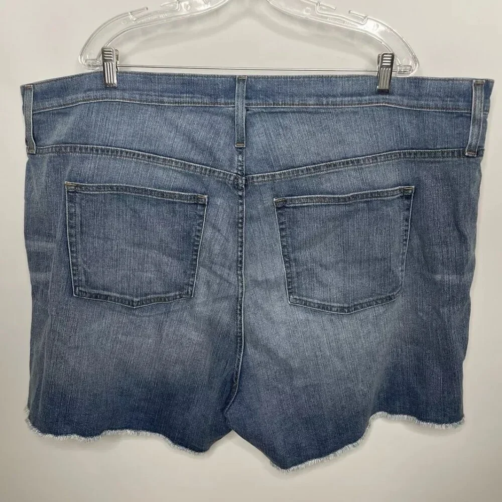 J Crew Button Fly Denim Shorts Plus Size 3X Blue Medium Wash High Rise Cutoffs - Picture 3 of 6
